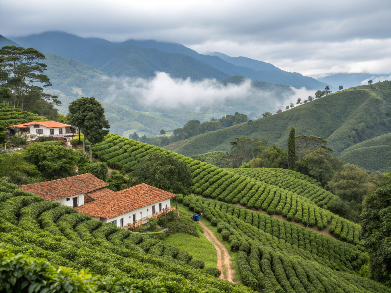 Breathtaking landscape of Colombia featuring lush green mountains and vibrant nature