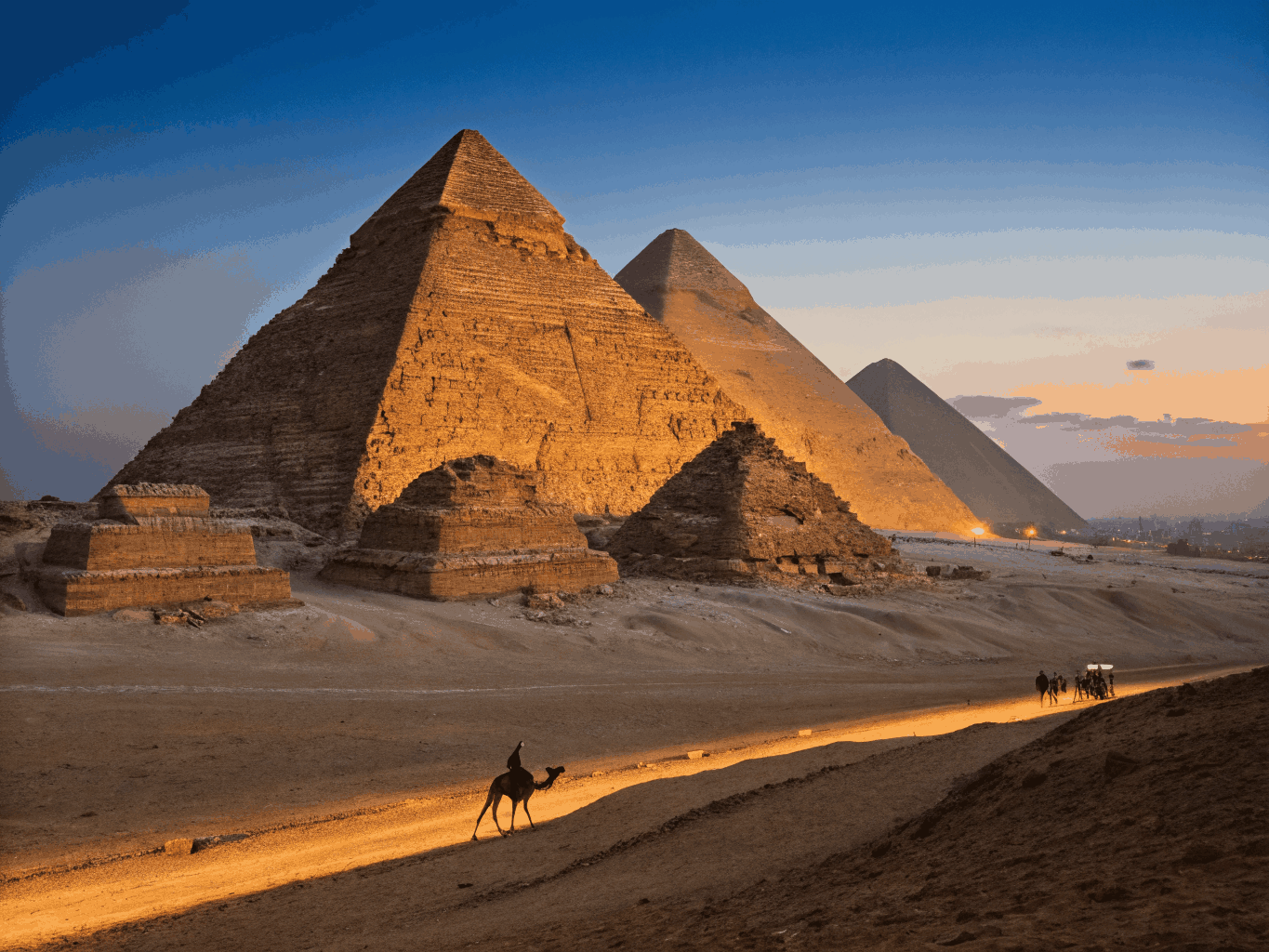 Majestic view of the Egyptian pyramids and desert landscape