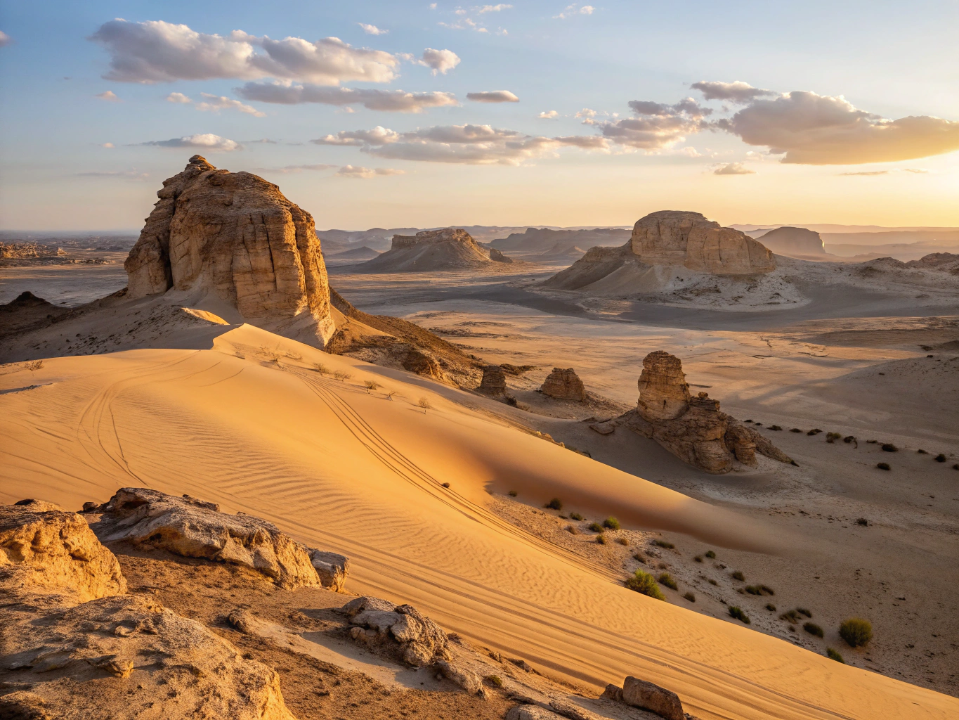 Surreal chalk rock formations in the White Desert