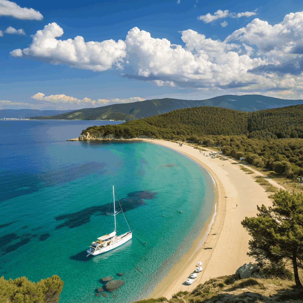 Crystal clear azure waters of a secluded Greek beach