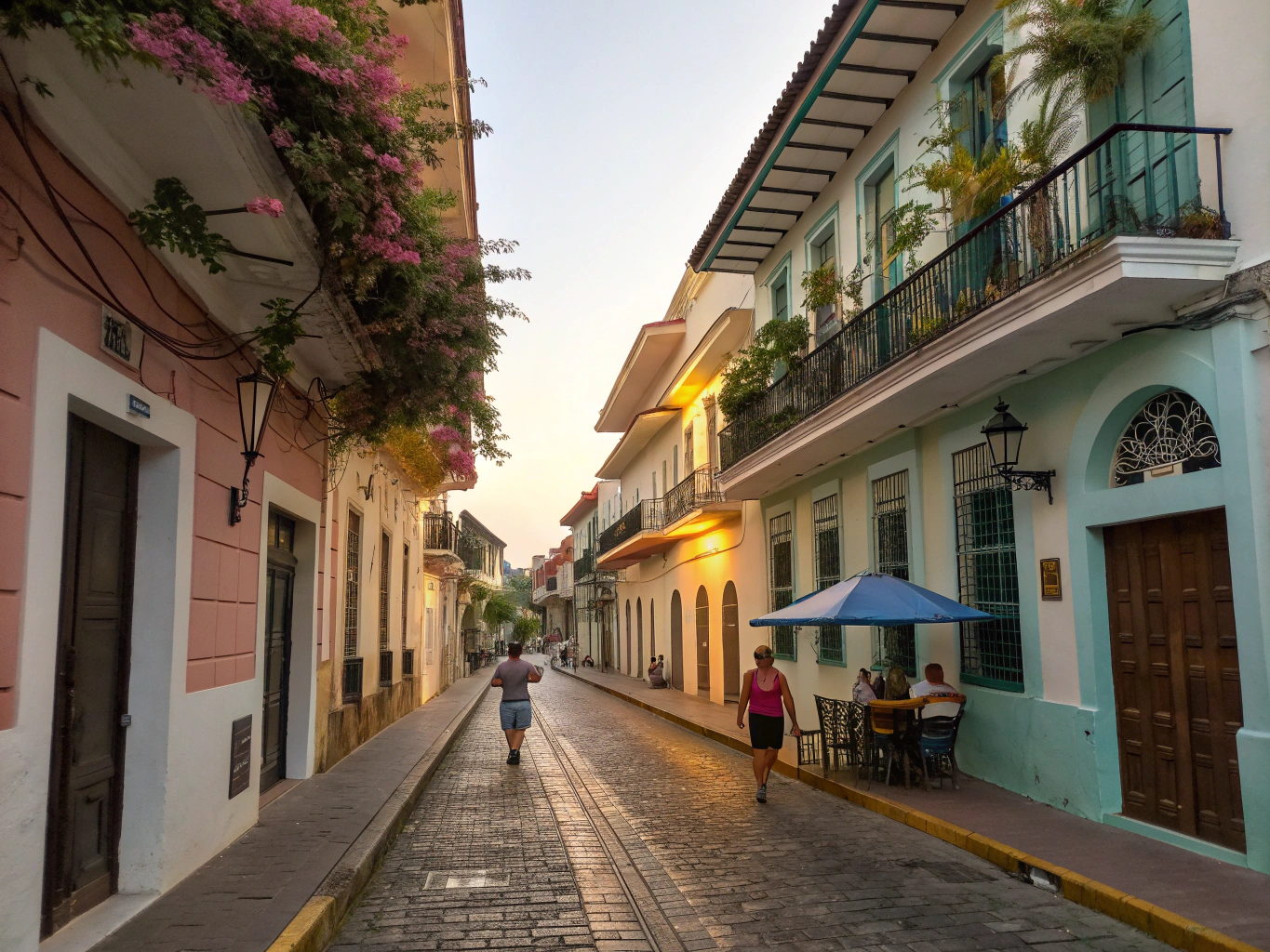 Colorful colonial buildings and cobblestone streets in Old San Juan