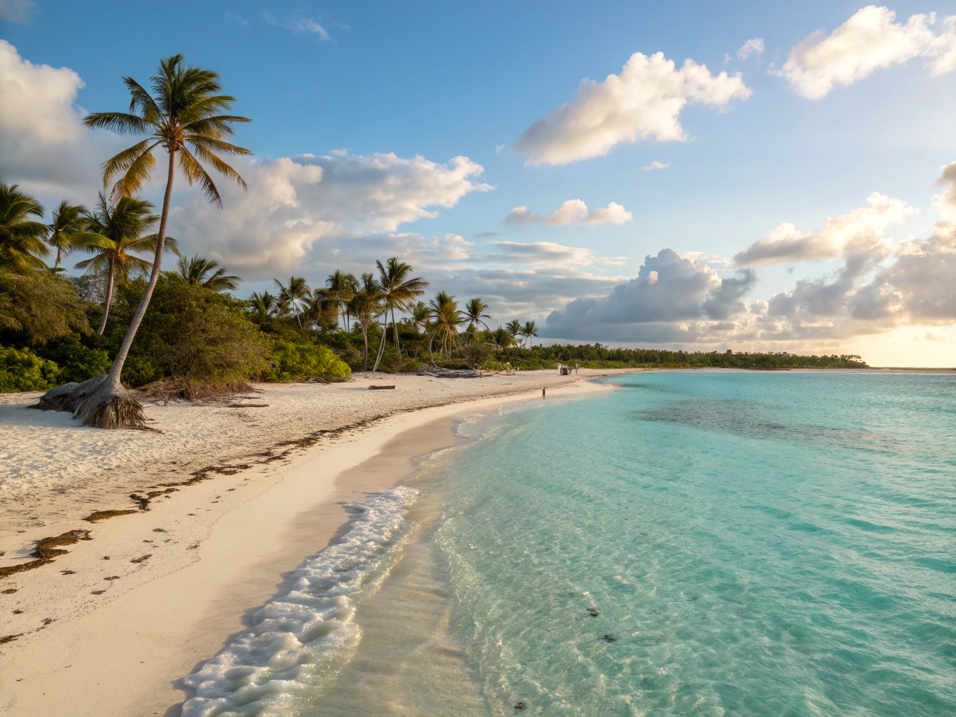 Crystal clear turquoise waters gently lapping on white sand